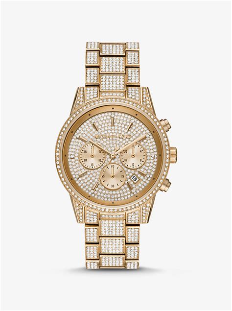 michael kors ritz pavé gold-tone watch|Ritz Pavé Gold.